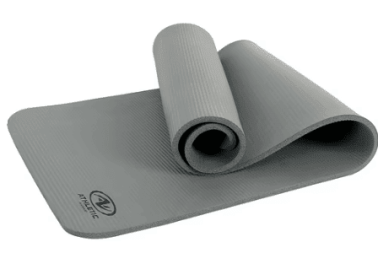 Athletic Works 12mm Fitness Mat, NBR Foam Gray Color, with Carry Strap, Size: 72inx23.5inx12mm