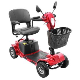 4-wheel Electric Scooter With Basket And Extended Battery - Banned Temu (Color: Red)