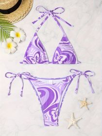 Women's Fashionable Bikini Set - Random Prints - Strapless Swimsuit Two-piece Set - Beach Style Bikini. (Option: Pattern and colour-L)