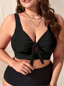 Women's Bikini Top, Chest Tie, Solid Color (Option: Black-1XL)