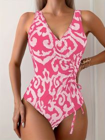 Women's Fashion European And American Cross Bag Pleated Drawstring One-piece Swimsuit (Option: S)