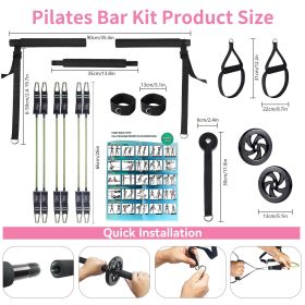 Professional Yoga & Pilates Bar Kit - 18-Piece Full-Body Workout Set With Adjustable 3-Section Bar, Ab Roller, 6 Resistance Bands, Ankle Straps & (Color: Green)