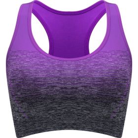 1pc/2pcs/3pcsMedium Support Two Tone Racer Back Sports Bra, Fitness Workout Running Yoga Bra (Color: Purple, size: M(6))