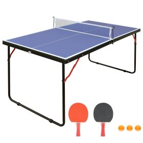 Table Tennis Table Folding Portable Table Tennis Table Set (Color: Blue)